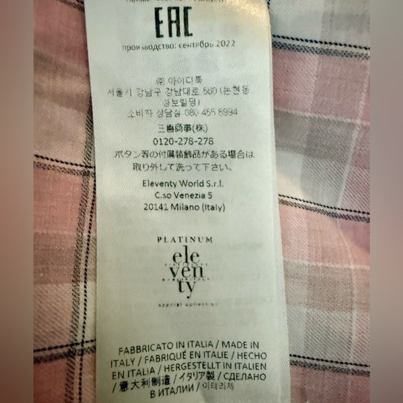 Eleventy Platinum Men’s Shirt M – Pink Plaid, Made in Italy Luxury Cotton - Picture 11 of 11